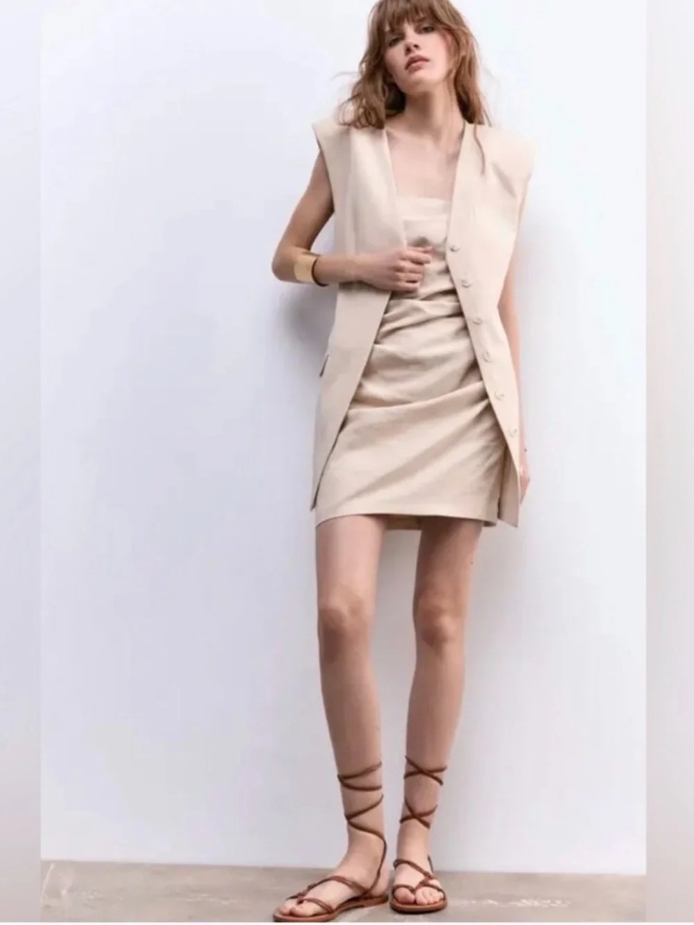 Zara Tan Lace-Up Gladiator Sandals - Picture 2 of 10